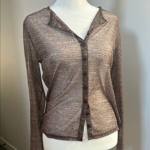 Sheer Brown Button-Up New York & Co Top